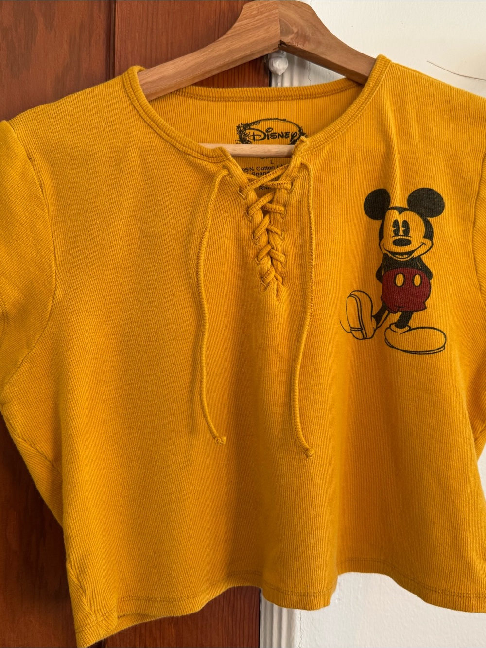 Disney Mustard Yellow Mickey Mouse Lace-Up Crop Top